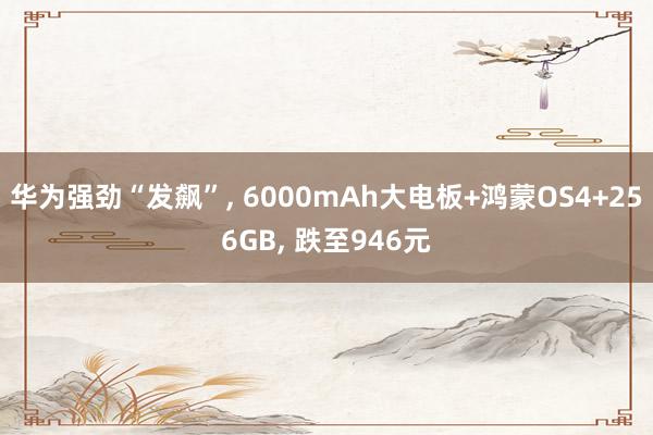 华为强劲“发飙”, 6000mAh大电板+鸿蒙OS4+256GB, 跌至946元