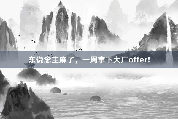 东说念主麻了，一周拿下大厂offer!