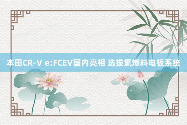 本田CR-V e:FCEV国内亮相 选拔氢燃料电板系统