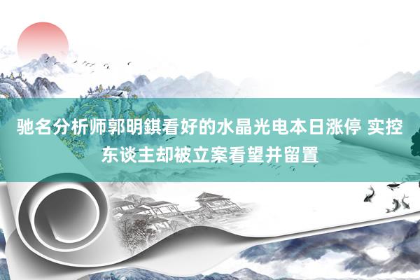 驰名分析师郭明錤看好的水晶光电本日涨停 实控东谈主却被立案看望并留置