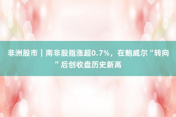 非洲股市｜南非股指涨超0.7%，在鲍威尔“转向”后创收盘历史新高