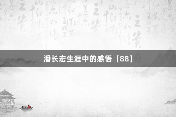 潘长宏生涯中的感悟【88】