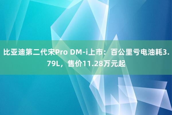 比亚迪第二代宋Pro DM-i上市：百公里亏电油耗3.79L，售价11.28万元起