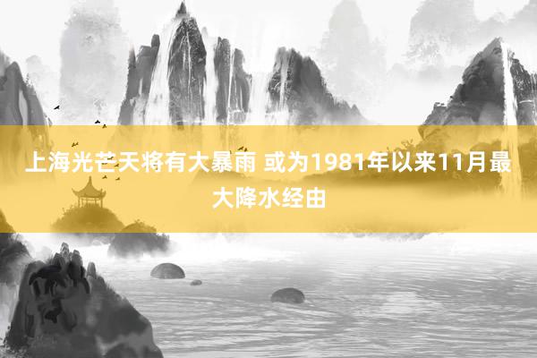 上海光芒天将有大暴雨 或为1981年以来11月最大降水经由