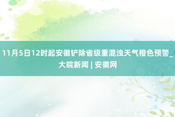 11月5日12时起安徽铲除省级重混浊天气橙色预警_大皖新闻 | 安徽网